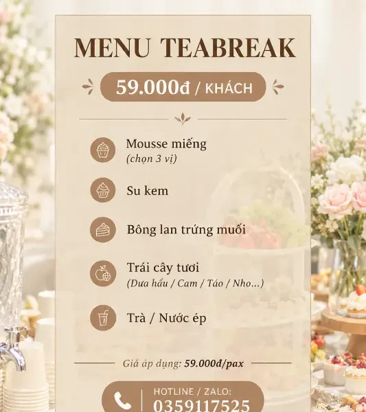 Menu thực đơn set tiệc Teabreak TB01