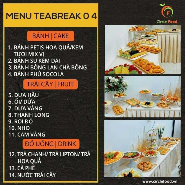 Menu Thực đơn set tiệc Teabreak TB04