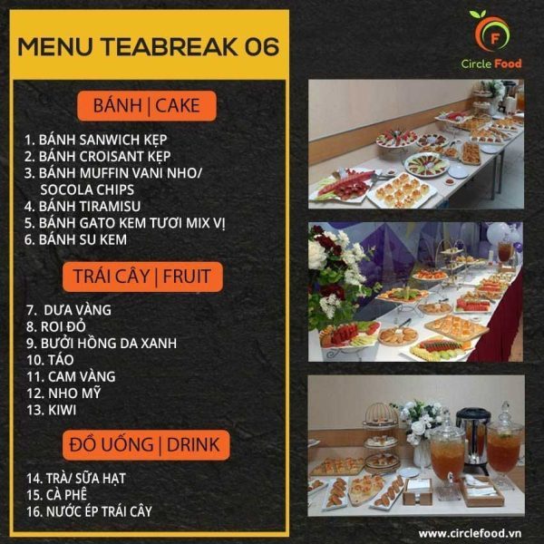 Menu Thực đơn set tiệc Teabreak TB06