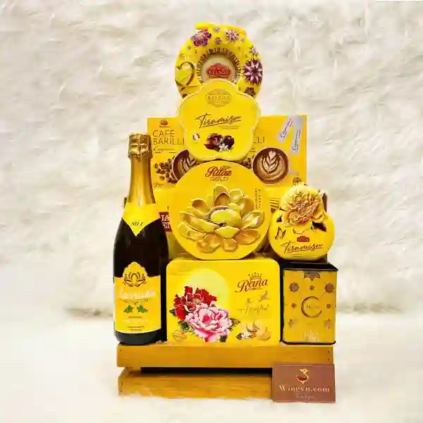 giỏ quà Tết màu vàng