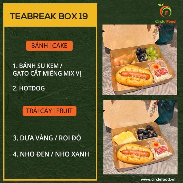 Menu thực đơn teabreak box TBB19